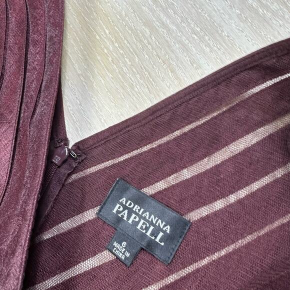 Adrianna Papell Taffeta Shutter Iridescent V-Neck Pleated Ruffle Sheath Dress 6 - Picture 14 of 16